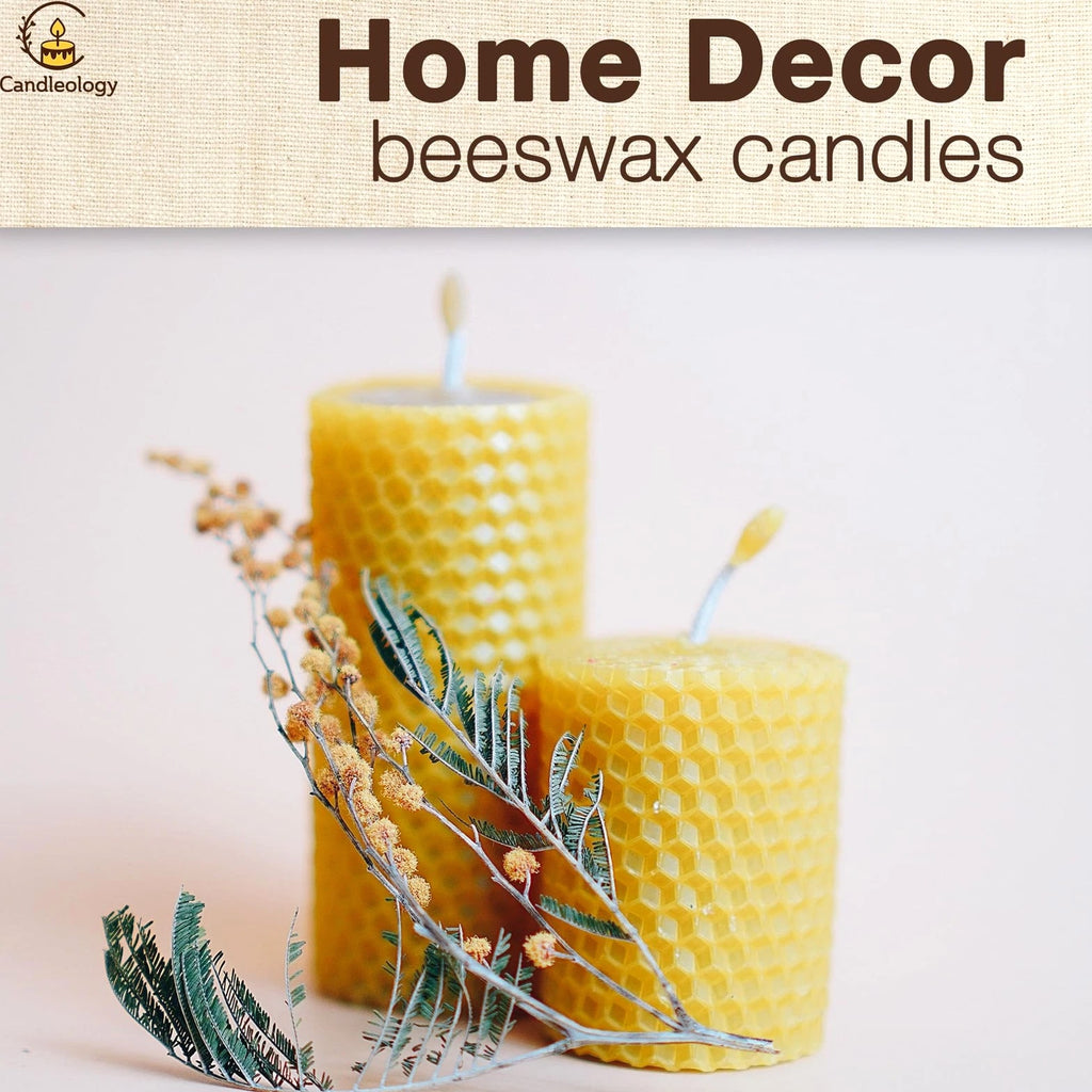 Beeswax DIY Candle Making Kit - Natural Rolling Kit for Beginners with 7 Sheets & Decorations