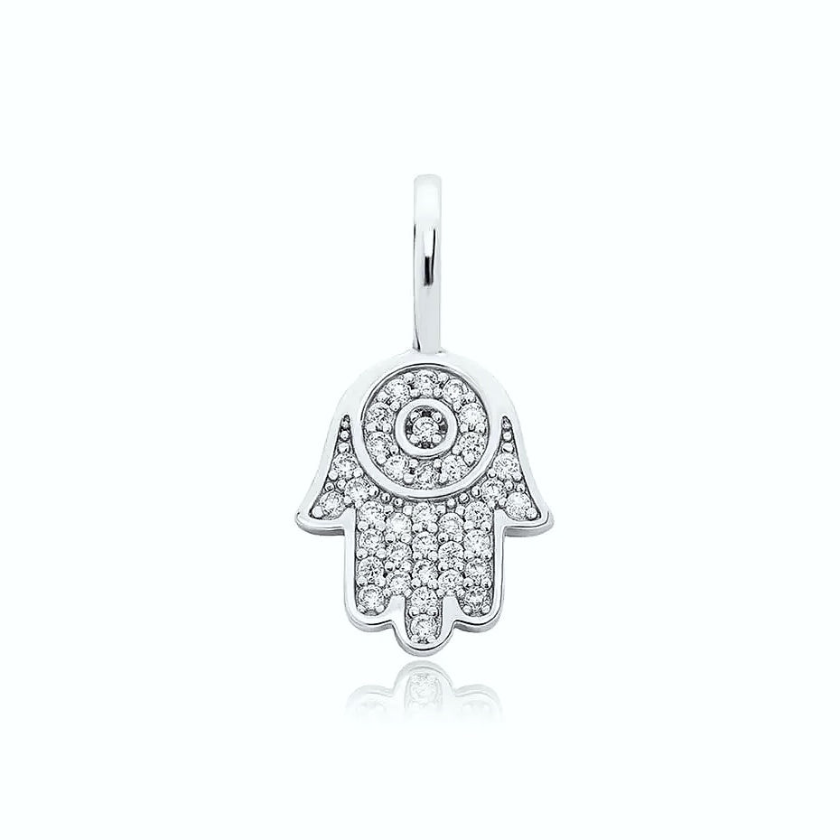 TOPGRILLZ 925 Sterling Silver Hand Pendant Cubic Zirconia