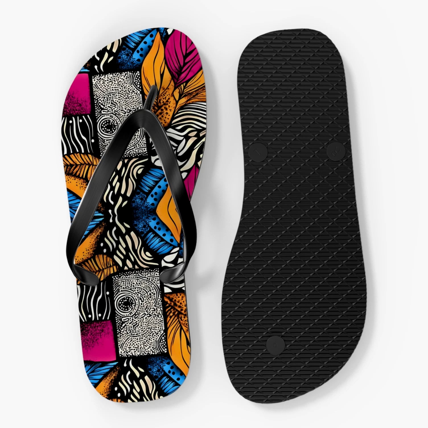 Floral and Feather Flip Flops | Summer Footwear Beach Sandals Poolside Comfort