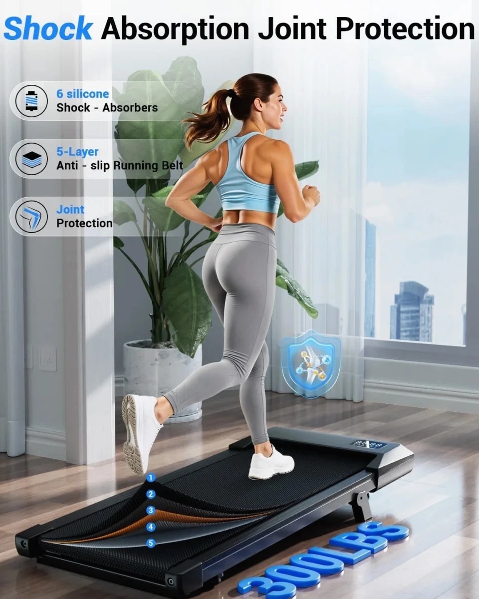 Foldable Under Desk Treadmill 2.5HP Walking Pad, 300lbs LED Remote Quiet