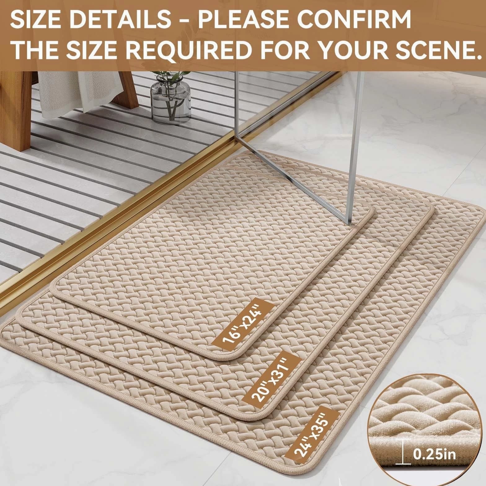 Bathroom Rugs Non Slip, Super Absorbent Quick Dry Bath Mats for Bathroom Floor