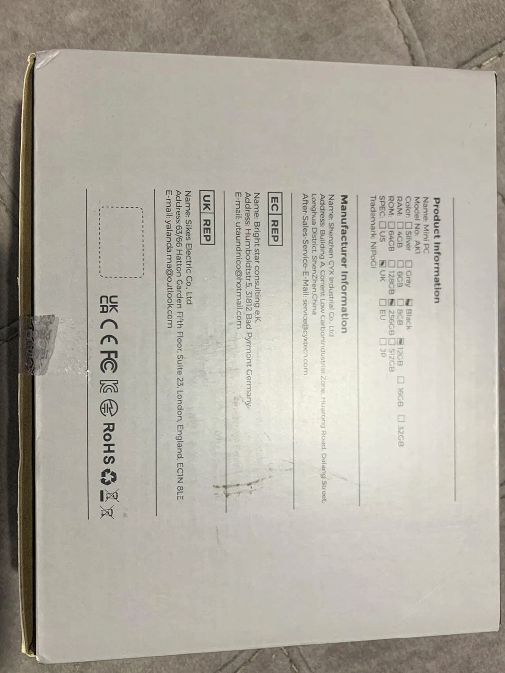 NiPoGi Mini PC 12GB RAM, Pentium J4205, Windows 10 Pro, 256GB mSATA