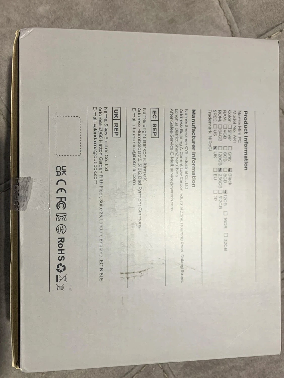 NiPoGi Mini PC 12GB RAM, Pentium J4205, Windows 10 Pro, 256GB mSATA