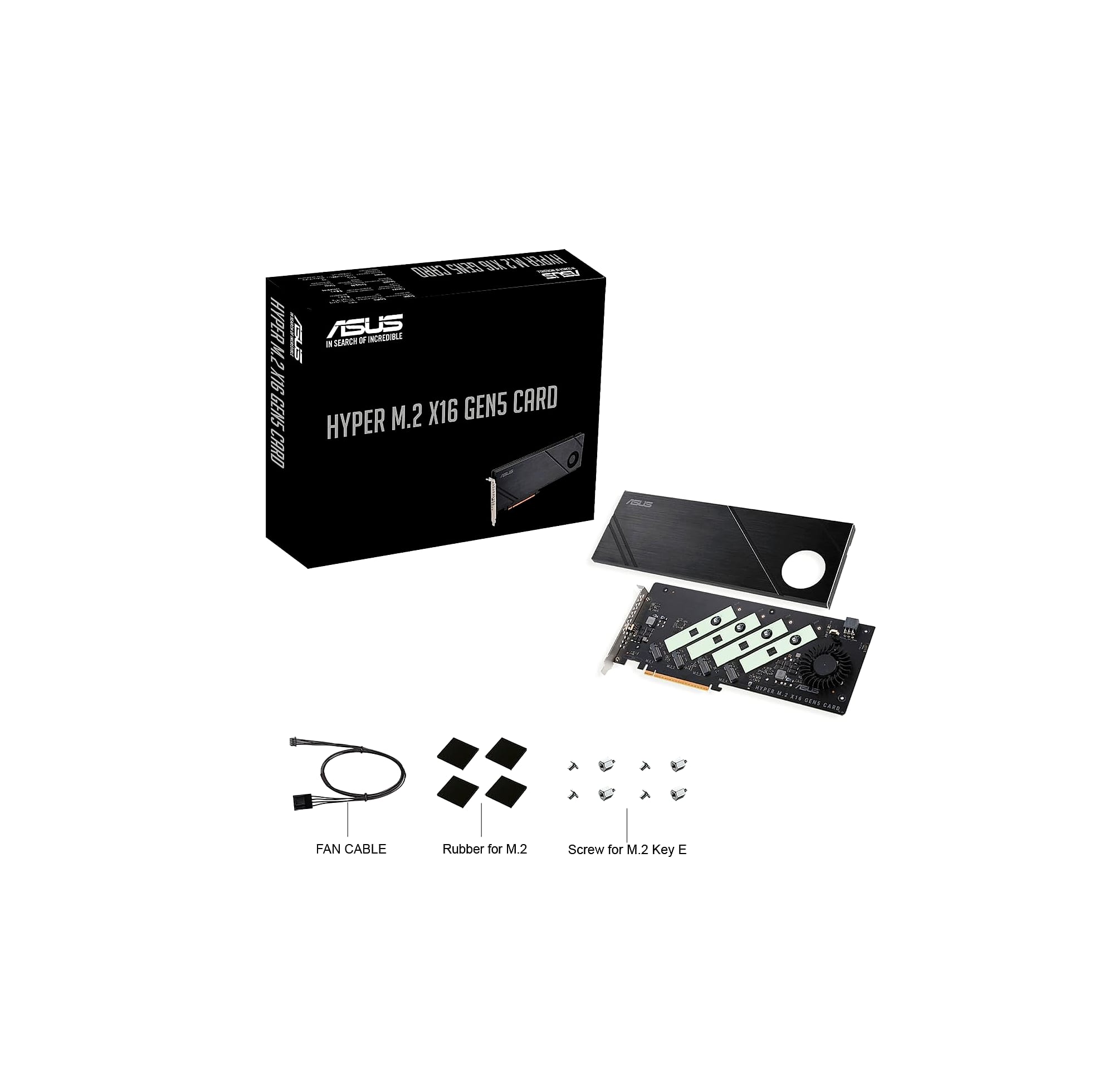 ASUS Hyper M.2 x16 Gen5 NVMe adapter card PCIe 5.0 quad M.2