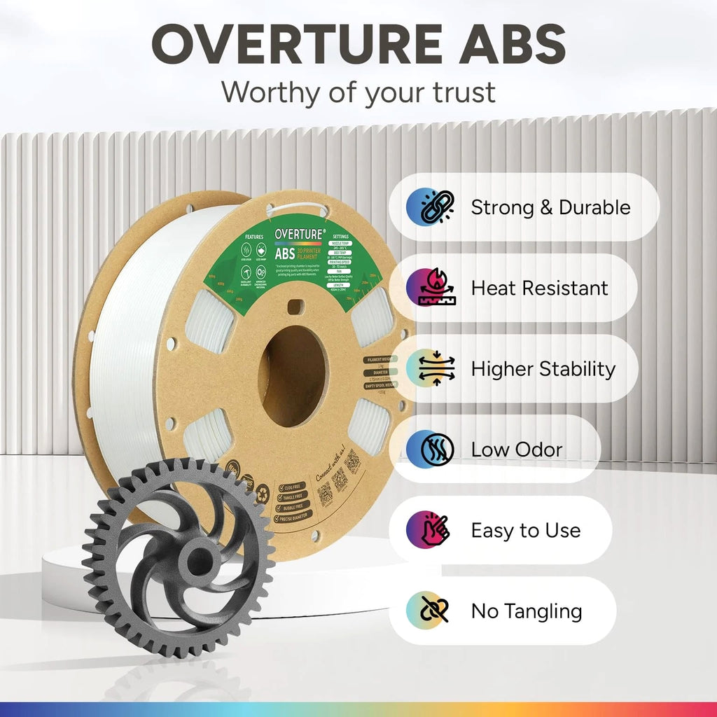 ABS Filament 1.75mm, High Strength & Heat Resistant 3D Printer Material, Low ...