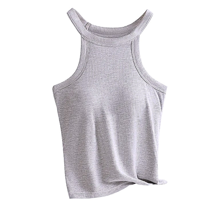 UBOWEN Threaded Halter Neck Camisole with Built-in Bra
