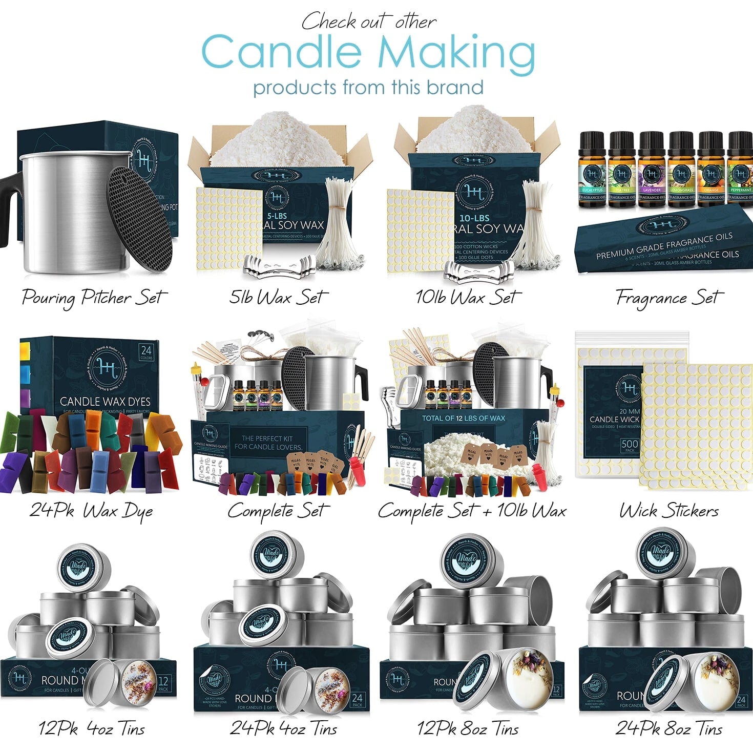Candle Tins with Lids Metal Jars for Candles with Custom Sticker for Lids