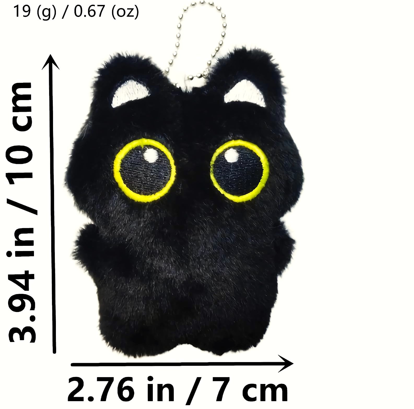 HUIJUFU Black Cat Plush Keychain Purse Charm for Bags