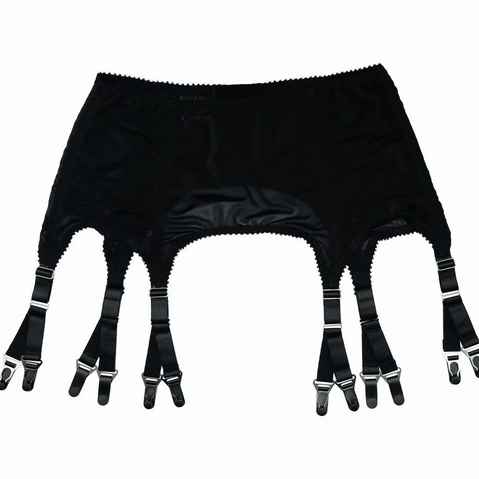 Luxallacki Stretchy Mesh Garter Belt with 6 Adjustable Y-straps and 12 Buckles