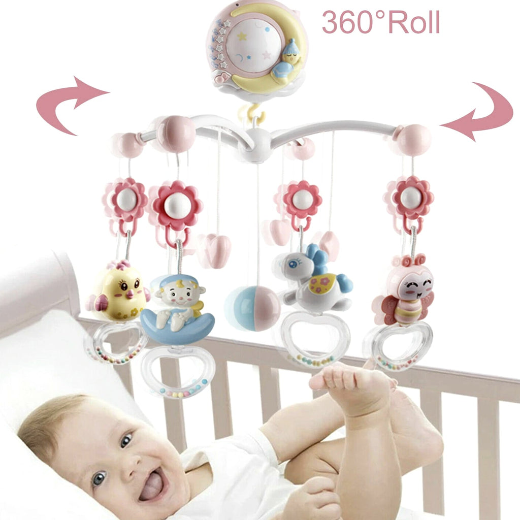 Baby Crib Mobile with Music and Lights,Moon & Star Projector Toys with 108 Songs