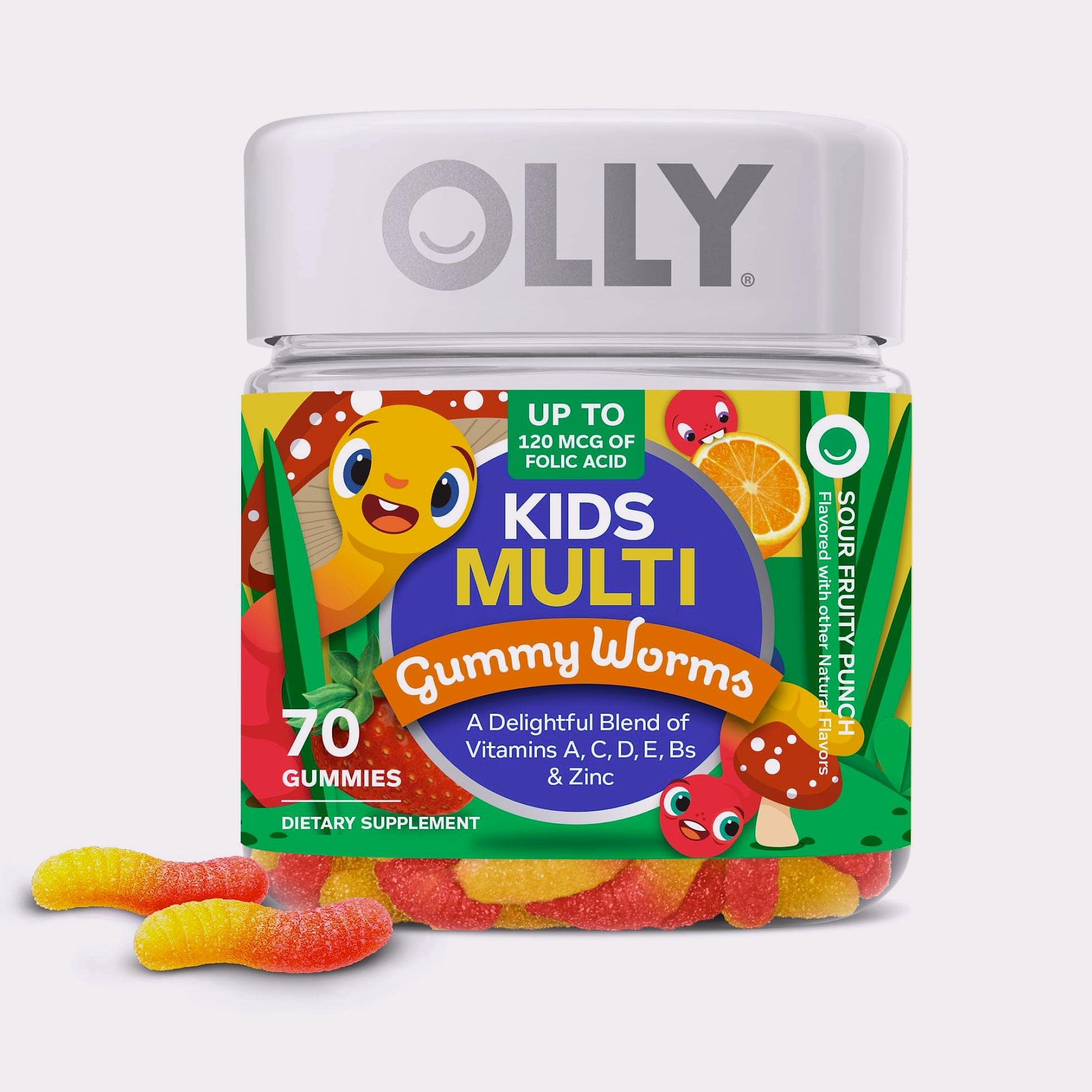 OLLY Kids Multivitamin Gummy Worms, Immune Support, 70 Count