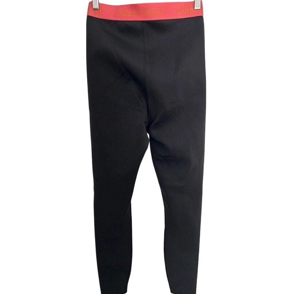 Outdoor Voices Coolmax Lined Black Athletic Scuba Leggings Logo Waistband S