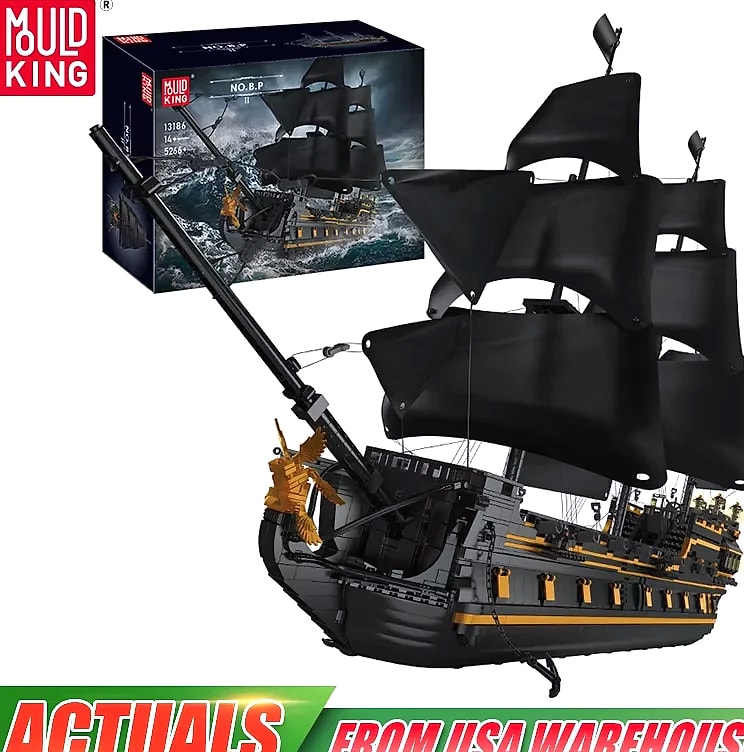 Mould King 13186 Pirate Ship Toys The Big Black Pearl Building Block Assembly Pirate Ship Brick Set Kids Christmas Gift