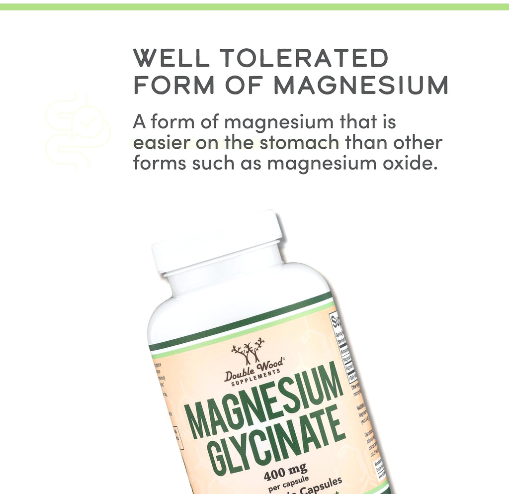 Double Wood Supplements Magnesium Glycinate 400mg, 180 Capsules
