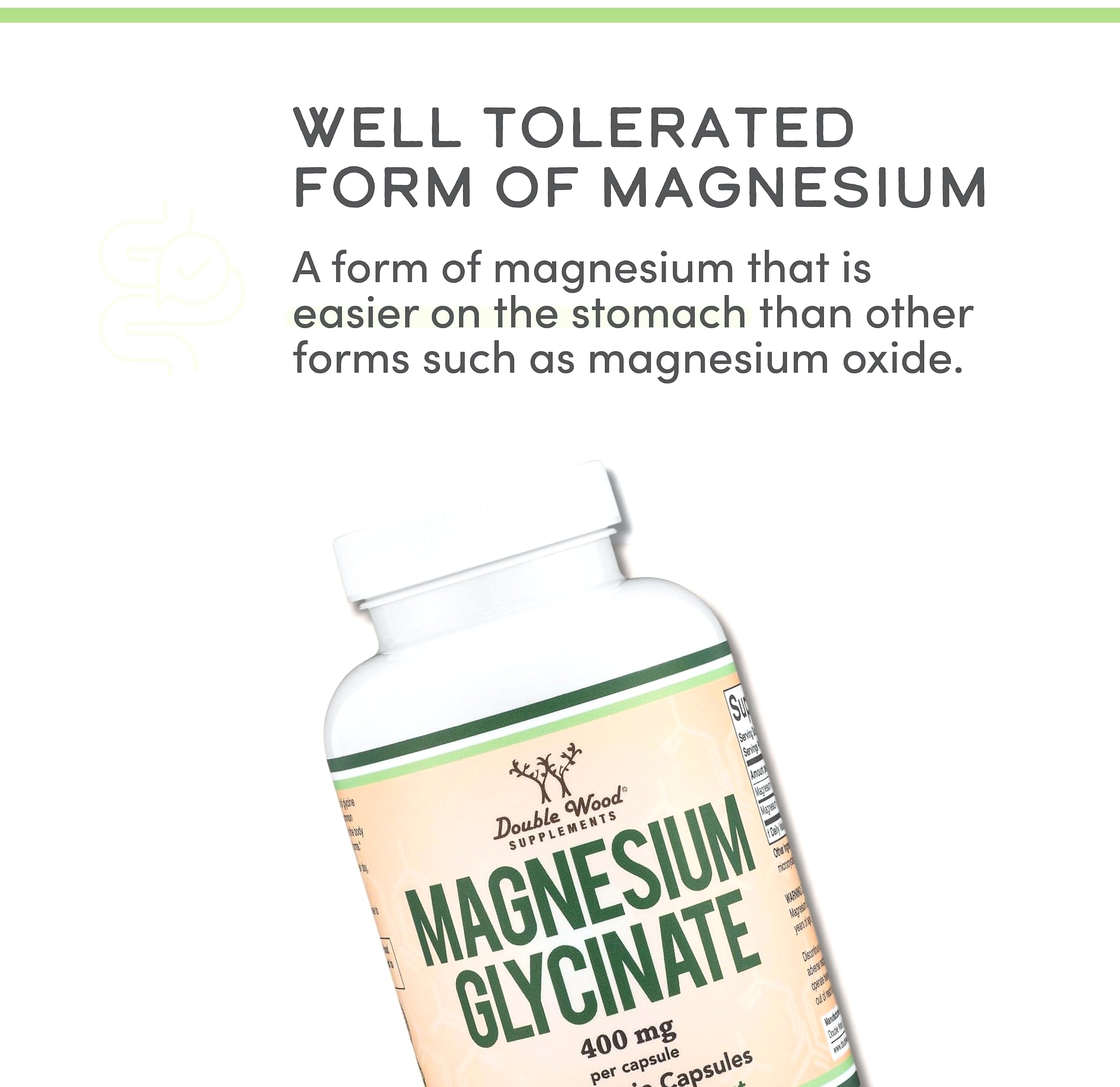 Double Wood Supplements Magnesium Glycinate 400mg, 180 Capsules