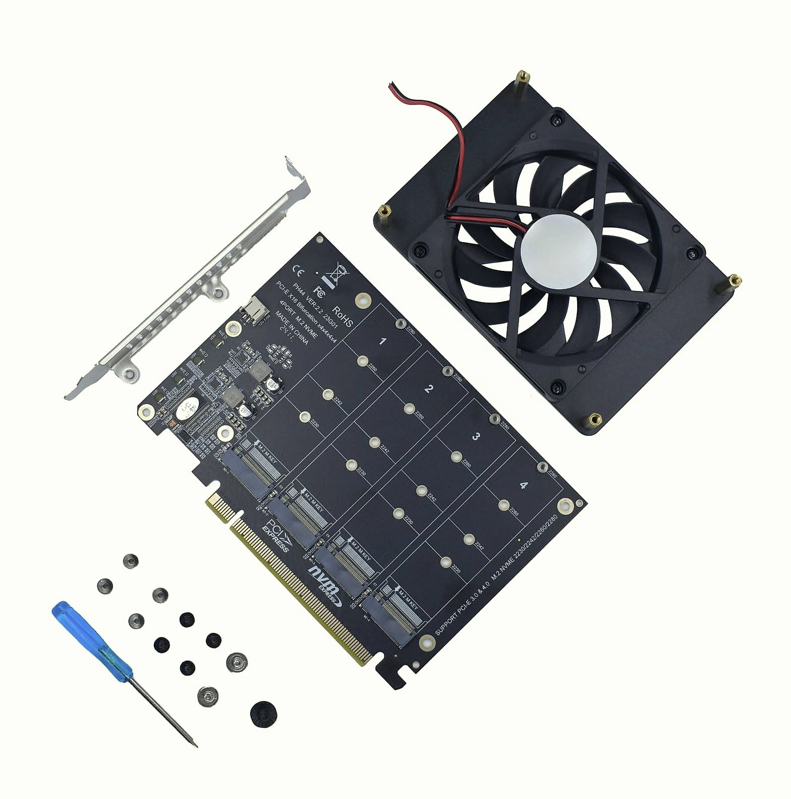 LetLinkSo M.2 PCIe x16 Gen4 Adapter for 4 NVMe SSDs