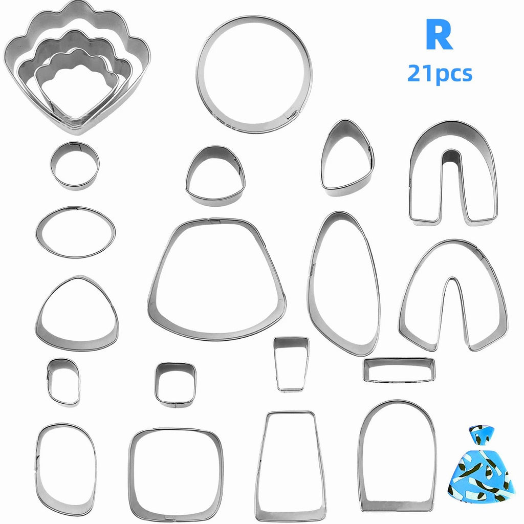 21PCS Polymer Clay Cutters Set Earring Jewelry Cutting Mold Tool Findings DIY