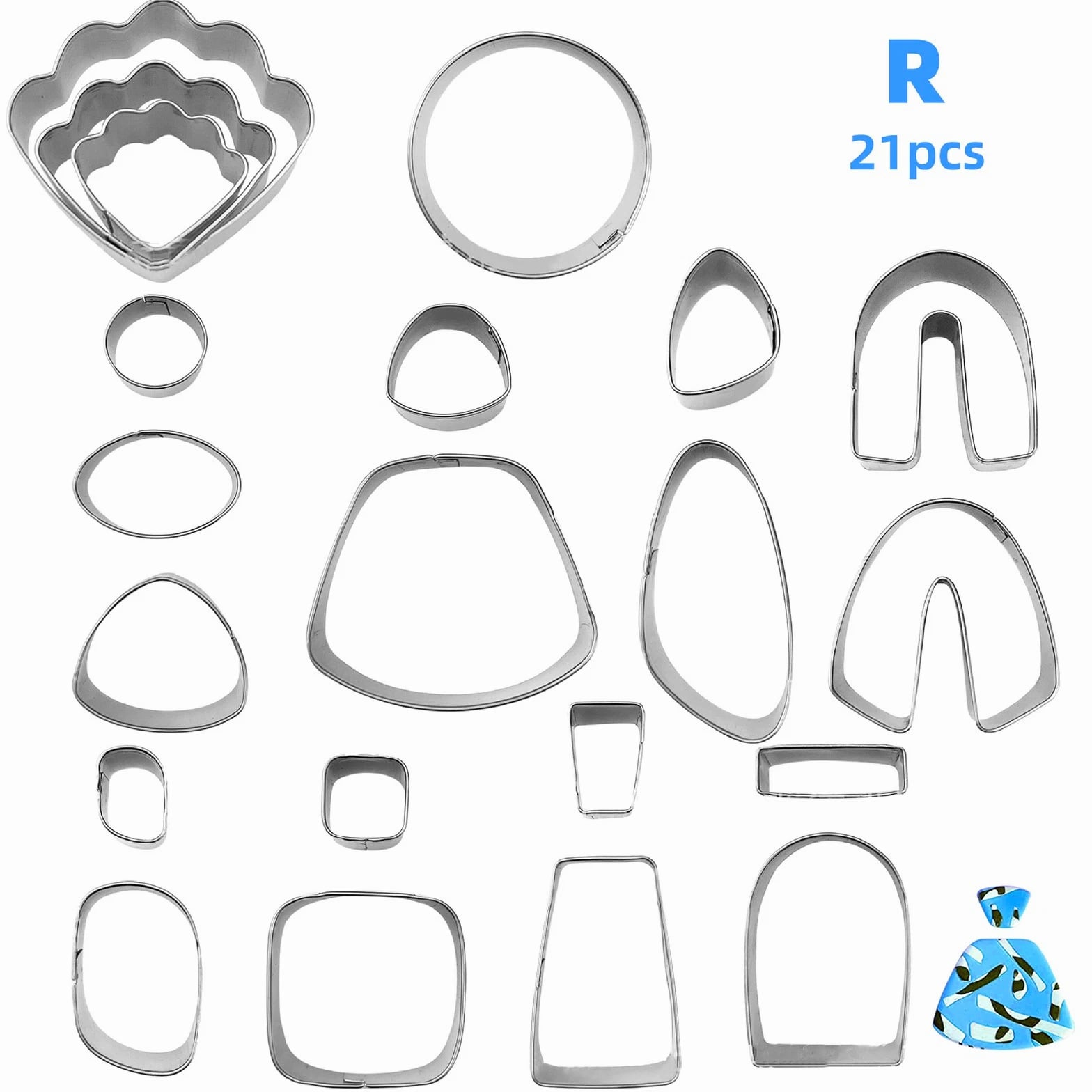21PCS Polymer Clay Cutters Set Earring Jewelry Cutting Mold Tool Findings DIY