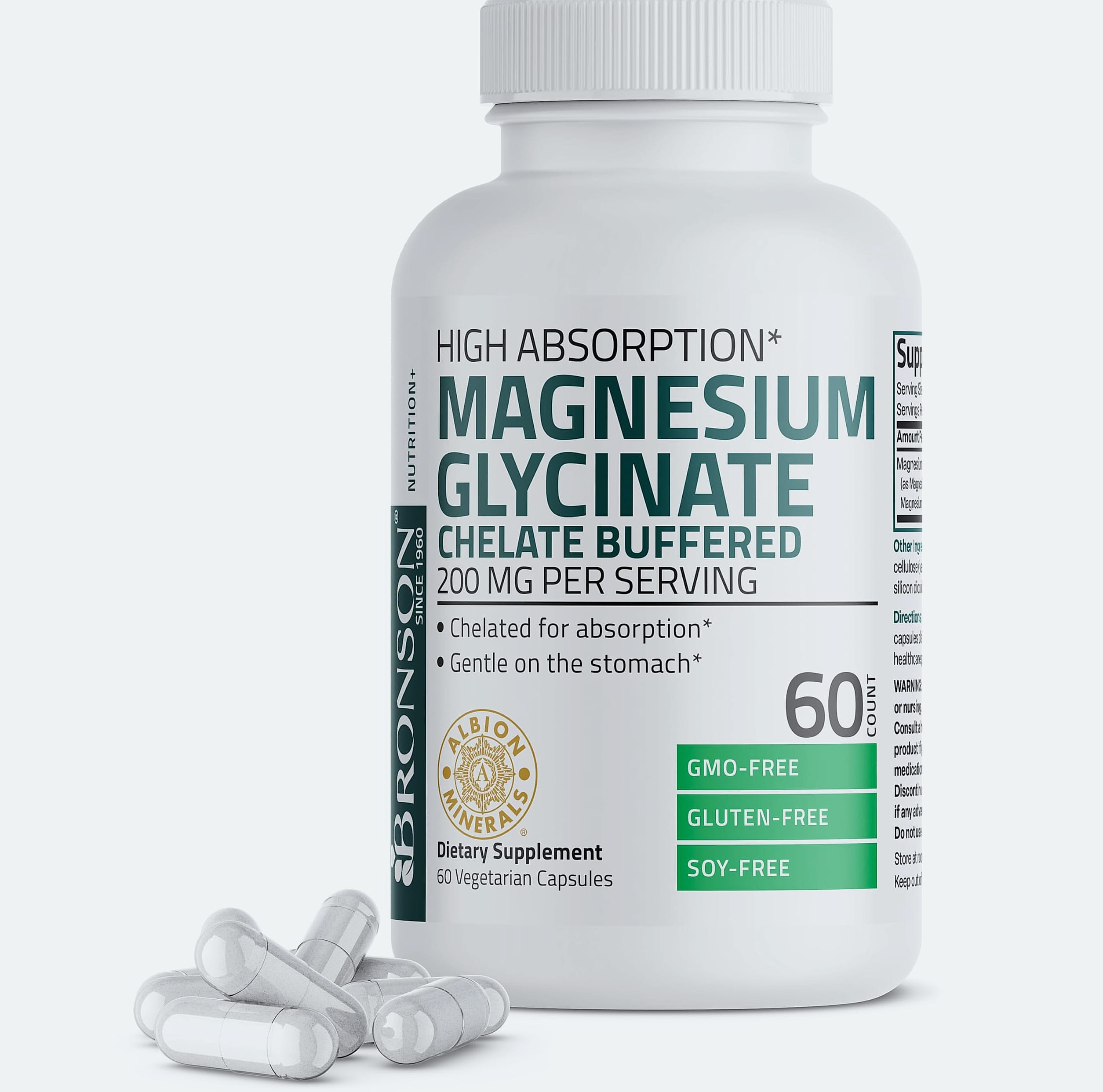 Bronson Magnesium Glycinate 200mg Chelated Capsules