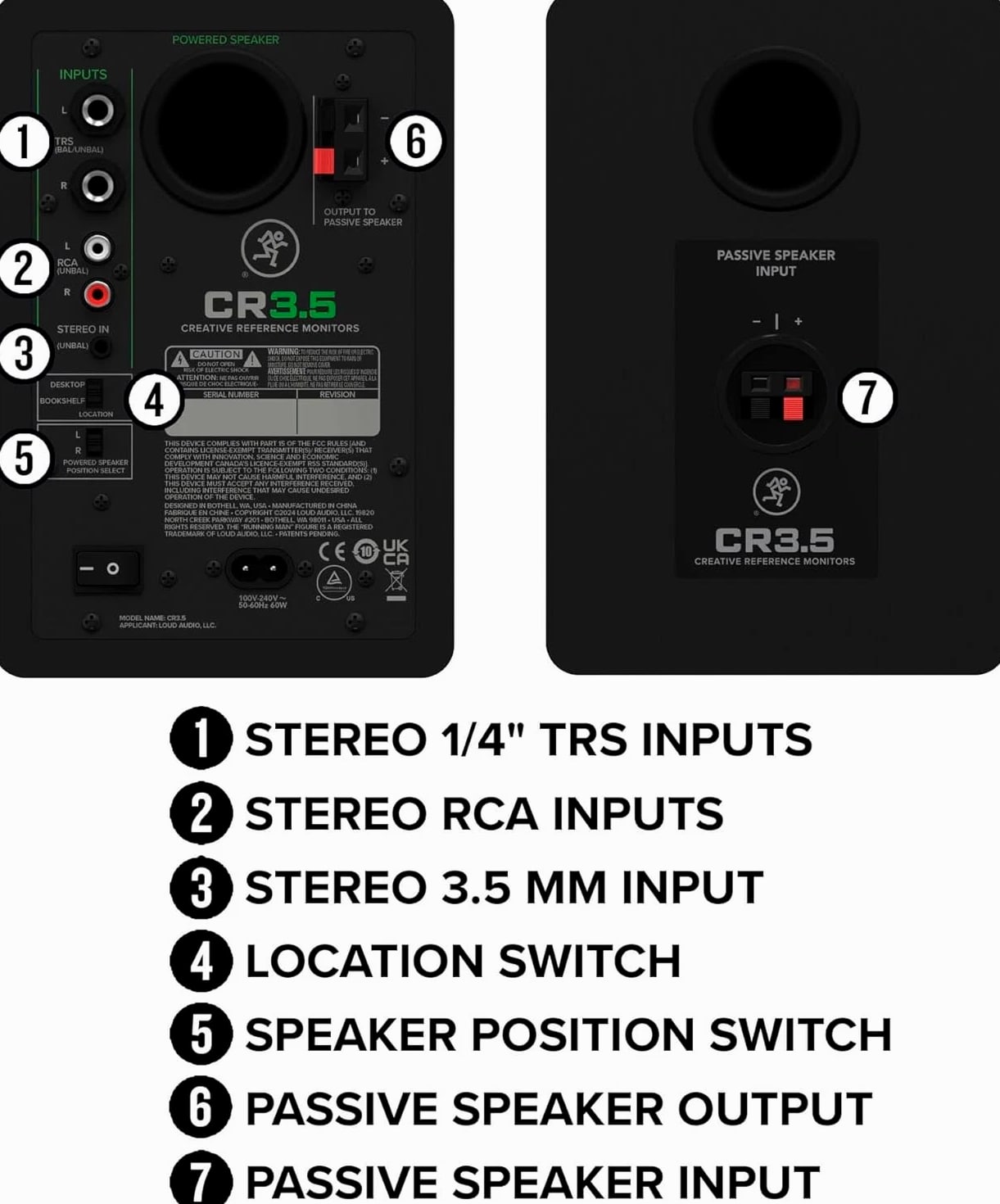 Mackie CR3.5 3.5" Creative Reference Powered Studio Monitors with Tone Knob and