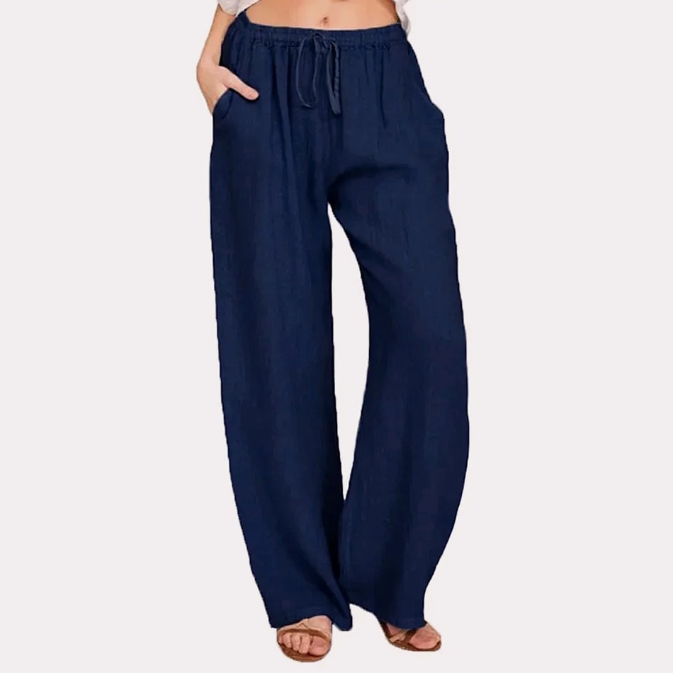 Women's Cotton Linen Elastic Waist Casual Pants