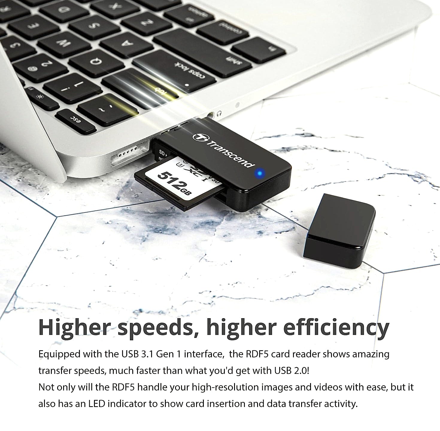 Transcend RDF5 USB 3.1 SD Card Reader for PC and Mac