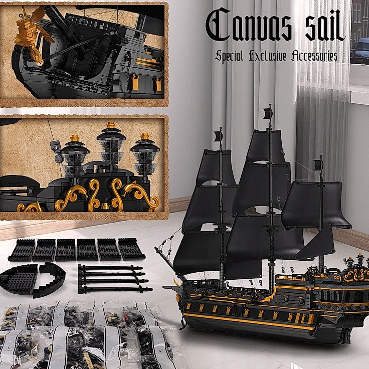 Mould King 13186 Pirate Ship Toys The Big Black Pearl Building Block Assembly Pirate Ship Brick Set Kids Christmas Gift