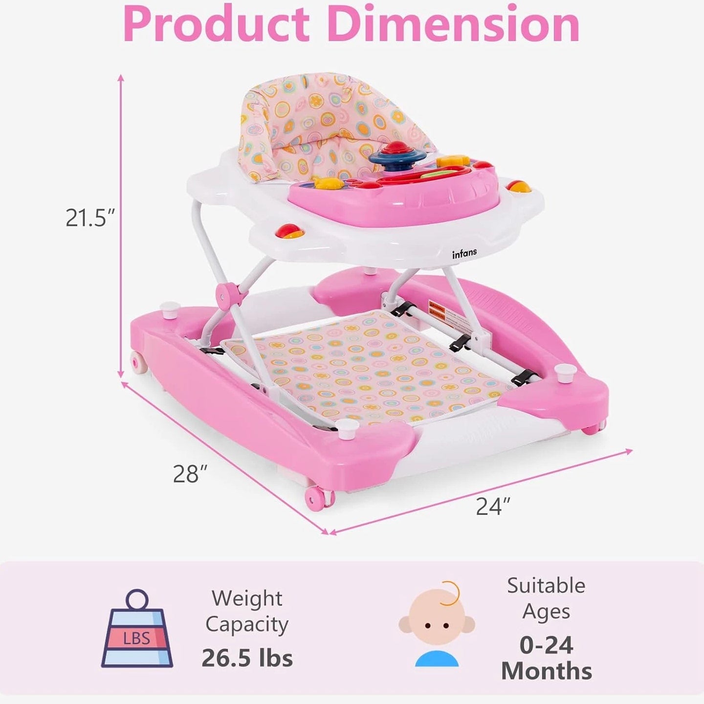 Baby Walker, 5 in 1 behind Walker Learning Seated Rocker Bouncer with Removable