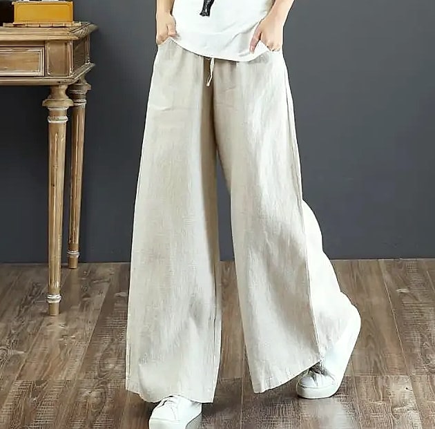 Careaymade Women's Wide Leg Pants Cotton Linen Casual