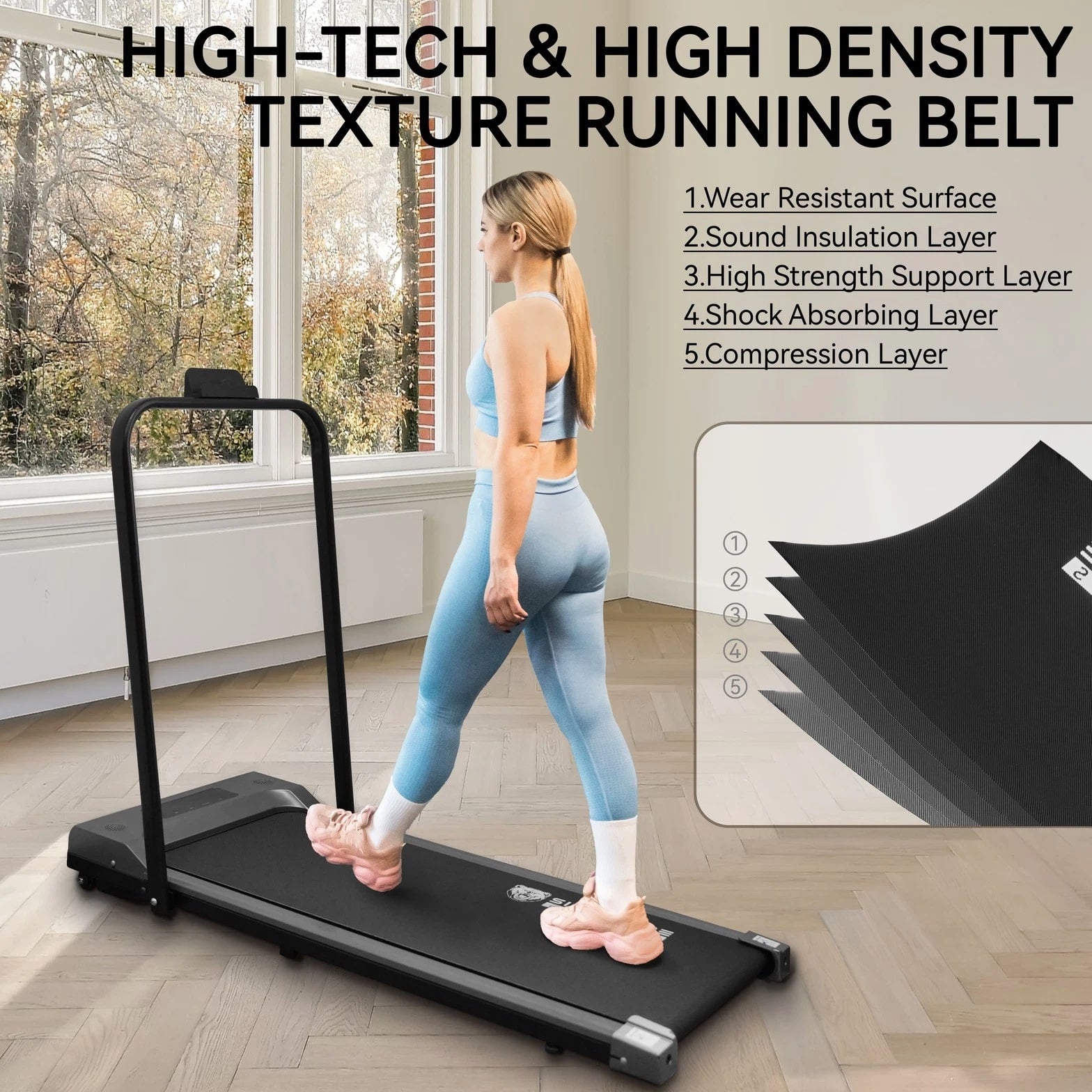 2-in-1 Foldable Treadmill, Compact Walking Pad, Under Desk Electric Treadmill