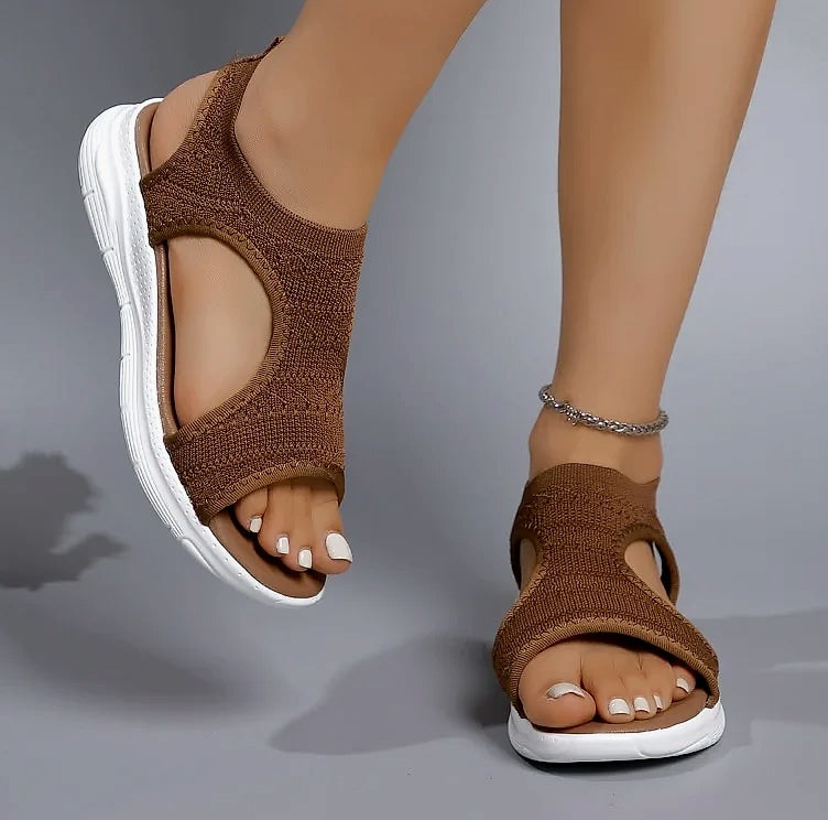 NAZSQ Women's Mesh Knitted Beach Sandals Wedge Roman Style