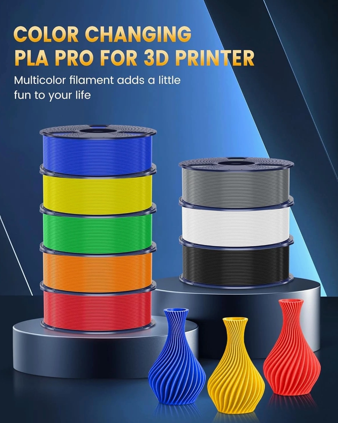 PLA+ 2.0 3D Printer Filament Bundle, Multicolor PLA+ 1.75Mm, Individually Wrapped