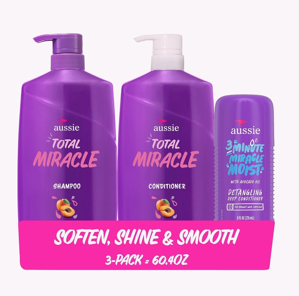 Aussie Total Miracle Hair Care Bundle Shampoo Conditioner Treatment