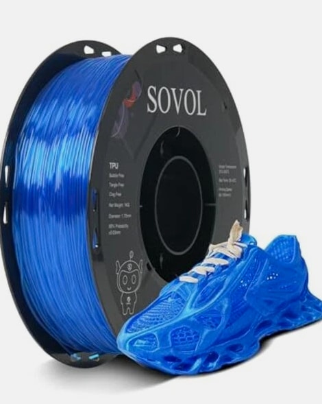 TPU Filament 1.75mm, 95A Soft TPU Flexible 3D Printer Filament, 1 KG Clear Blue