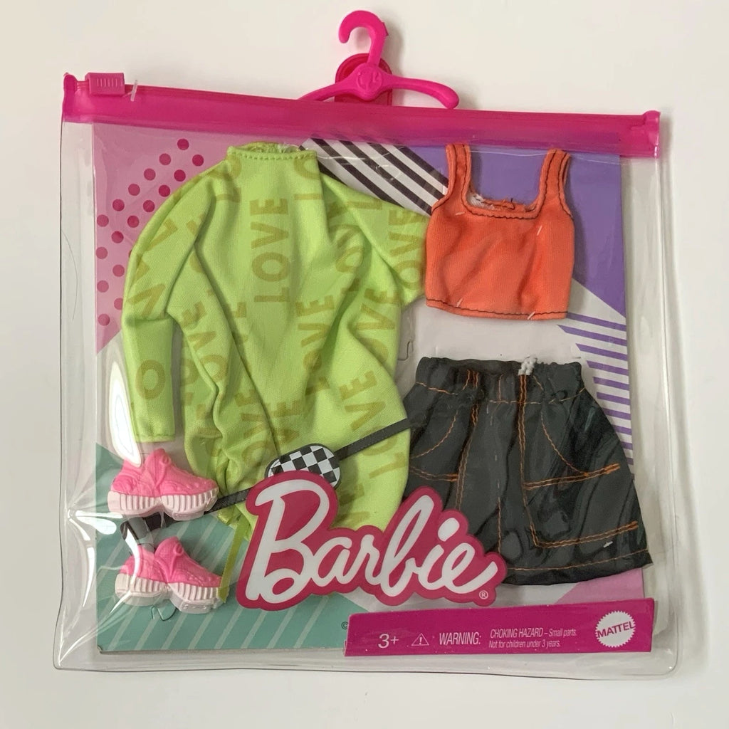 Barbie Fashion Doll Clothing Sweatshirt Dress Skirt Set w/Accessories