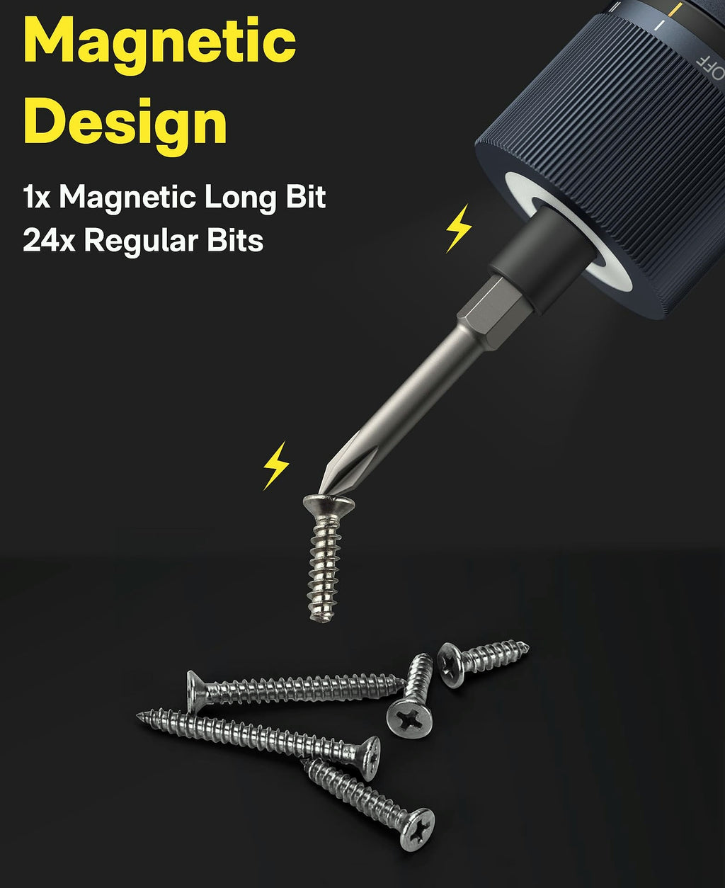 HOTO 25-Piece Electric Screwdriver Kit with LED Light