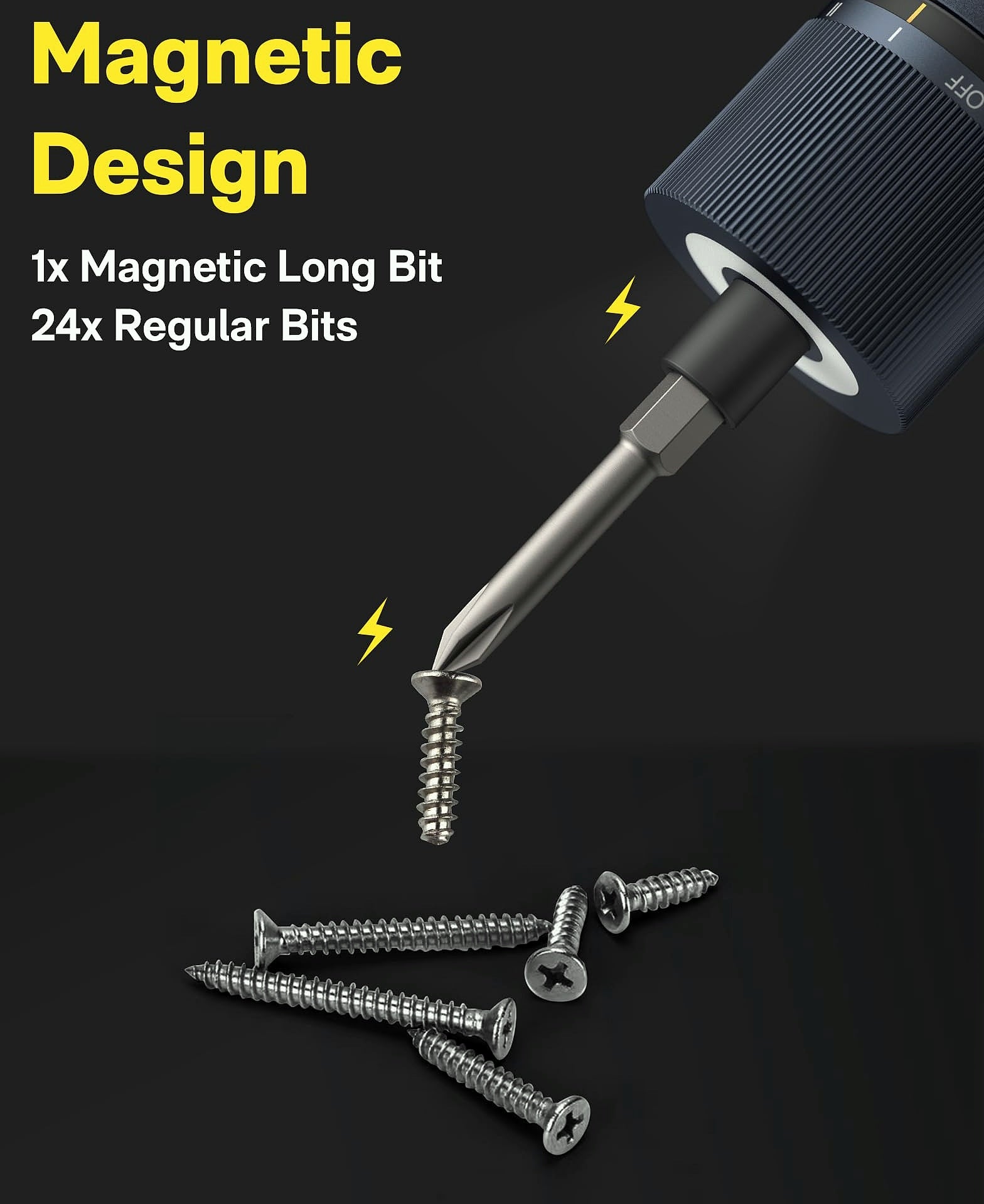 HOTO 25-Piece Electric Screwdriver Kit with LED Light