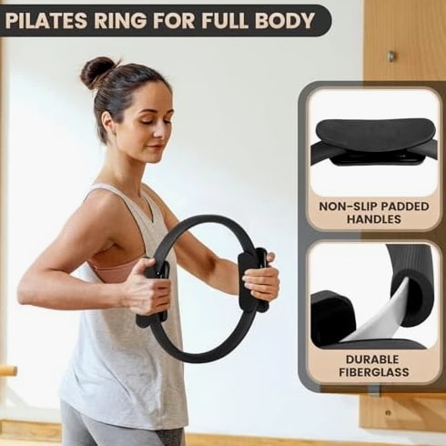 Pilates Essentials Kit for Home Workouts Women, Black Pilates Equipment Set