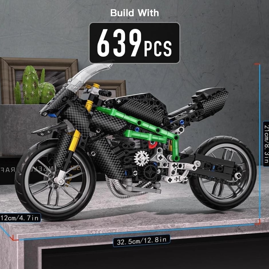 Motorcycle Building Kit 23002 - DIY Model Bike Toys for Kids & Adults 14+, 639 pcs