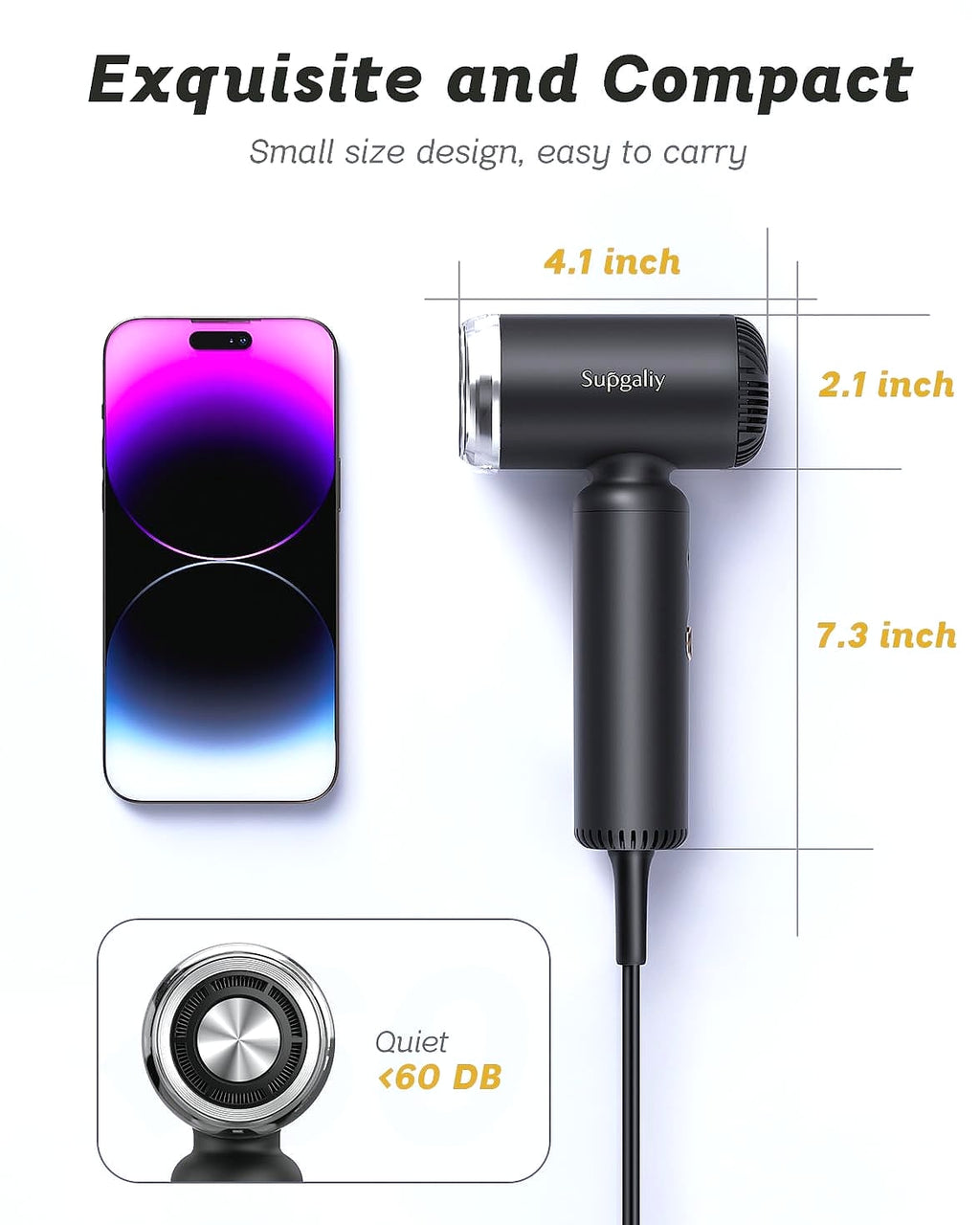 SUPGALIY Dual Voltage Travel Hair Dryer, Ionic Mini Blow Dryer