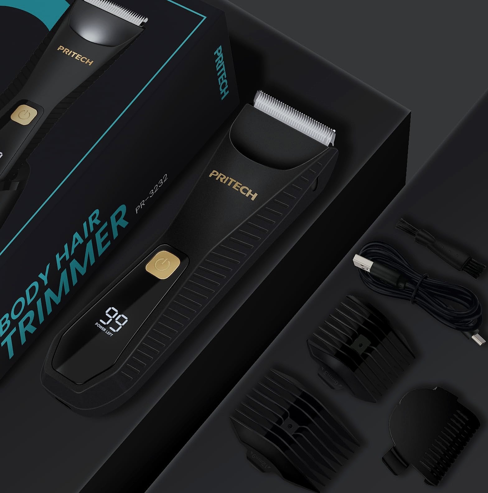 PRITECH Waterproof Body Hair Trimmer with Ceramic Blade