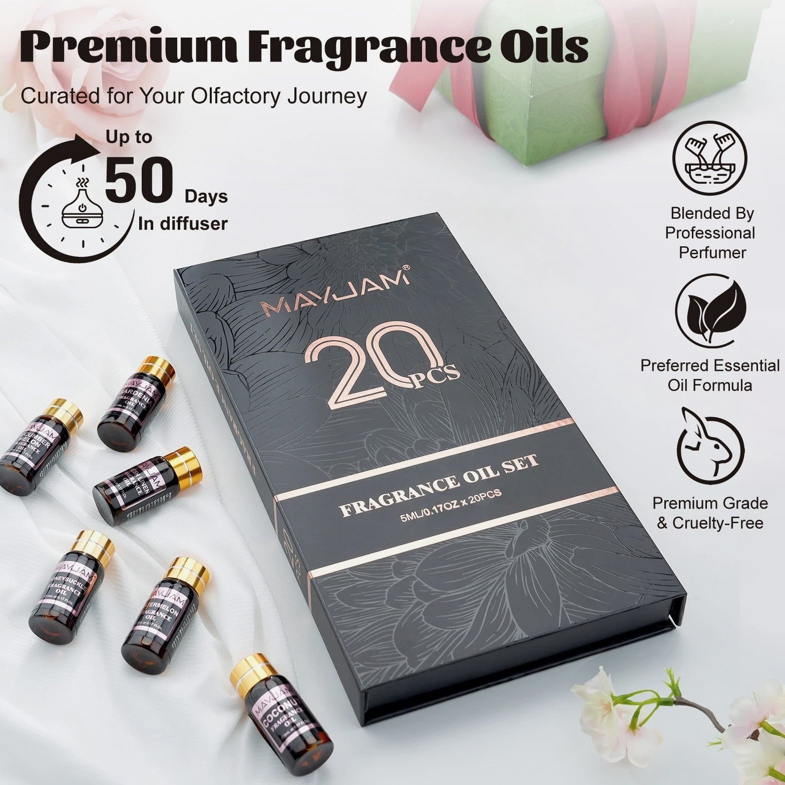 MAYJAM 20 Pcs Fragrance Oil Gift Set for Candle, Soap, Incense Making Oils