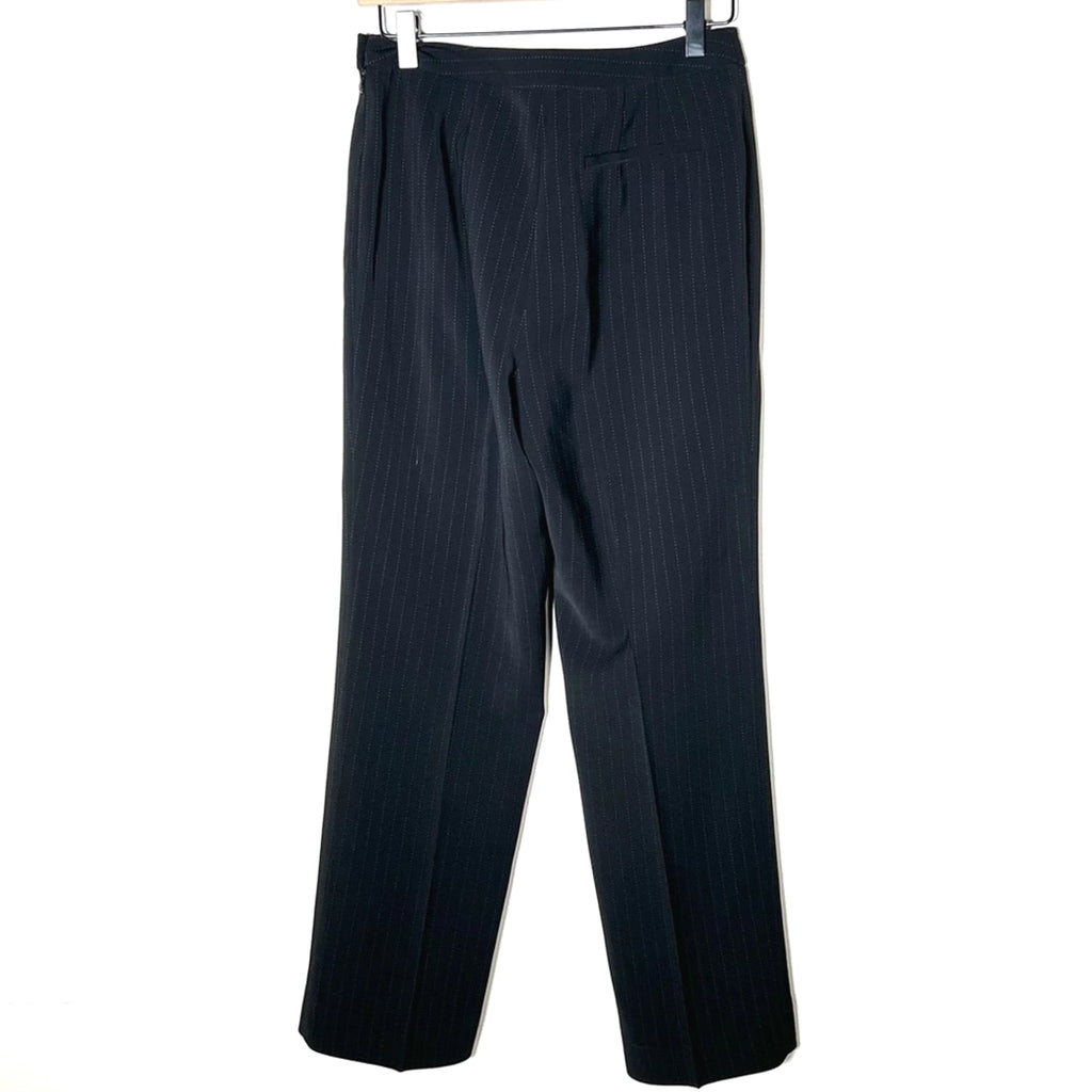 Caslon Black Pinstriped Straight Leg Business Casual Dress Pants 6 Petite B95