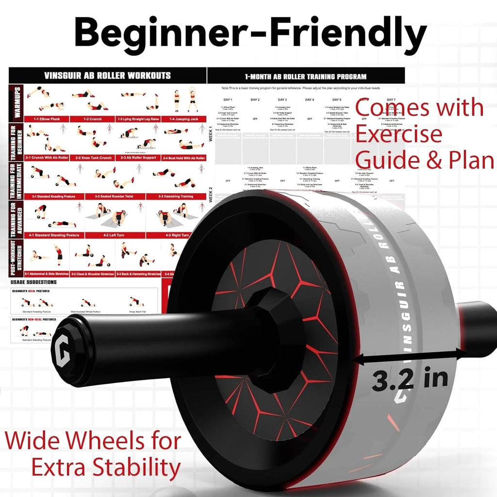 VINSGUIR Ab Roller Wheel, Abs & Core Workout Equipment for Home Gym with Knee Pa