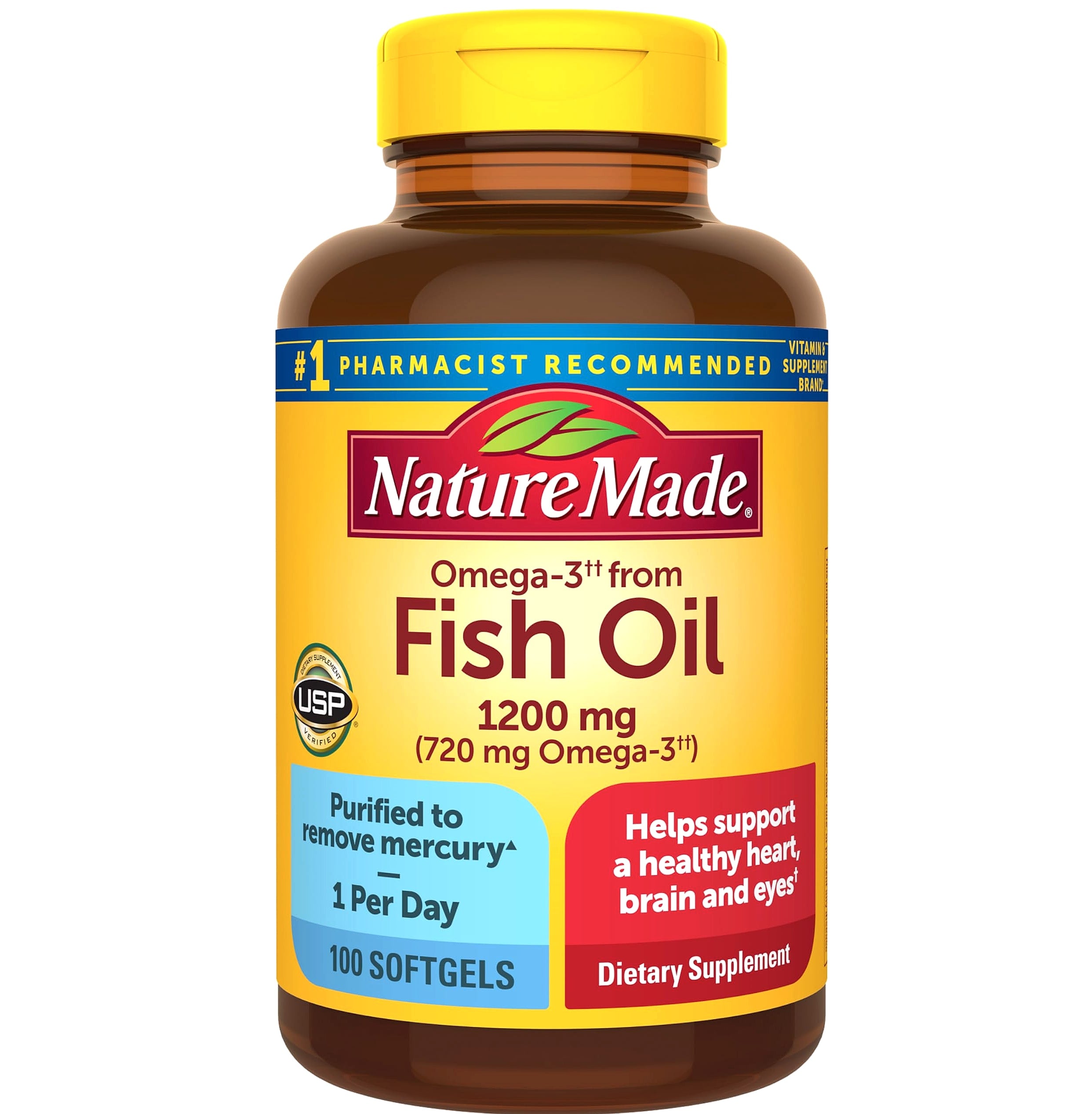 Nature Made Fish Oil Omega 3, 1200 mg Softgels, 100 Count