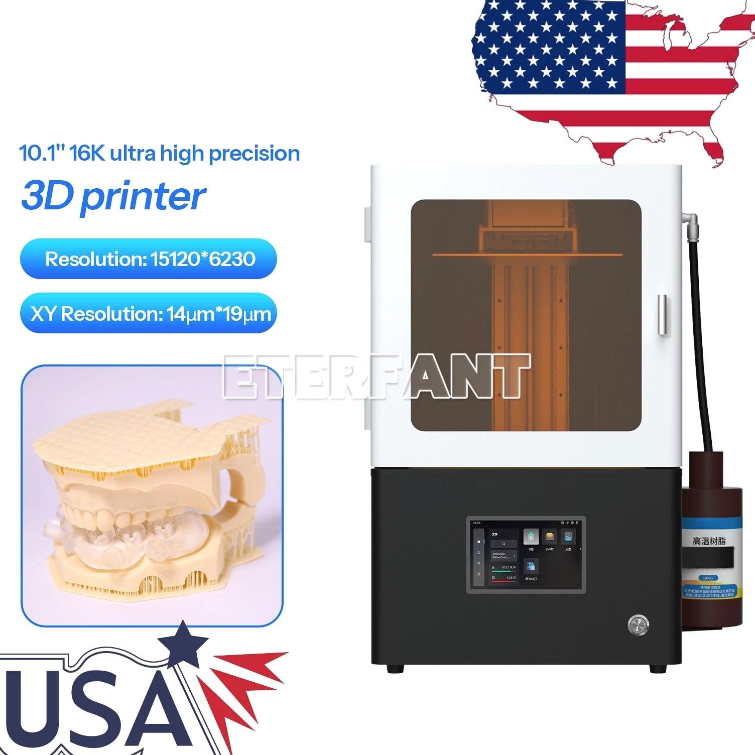 Dental 16K Ultra High Precision UV LCD Resin 3D Printer Industry LAN/USB/WiFi