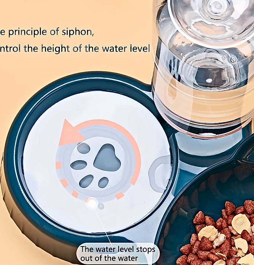 3-in-1 Tilted Cat Bowl Set with Gravity Water Feeder
