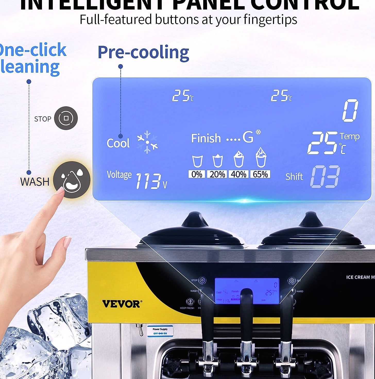 SucceBuy 22-30 L/H Soft Ice Cream Machine Commercial Desktop