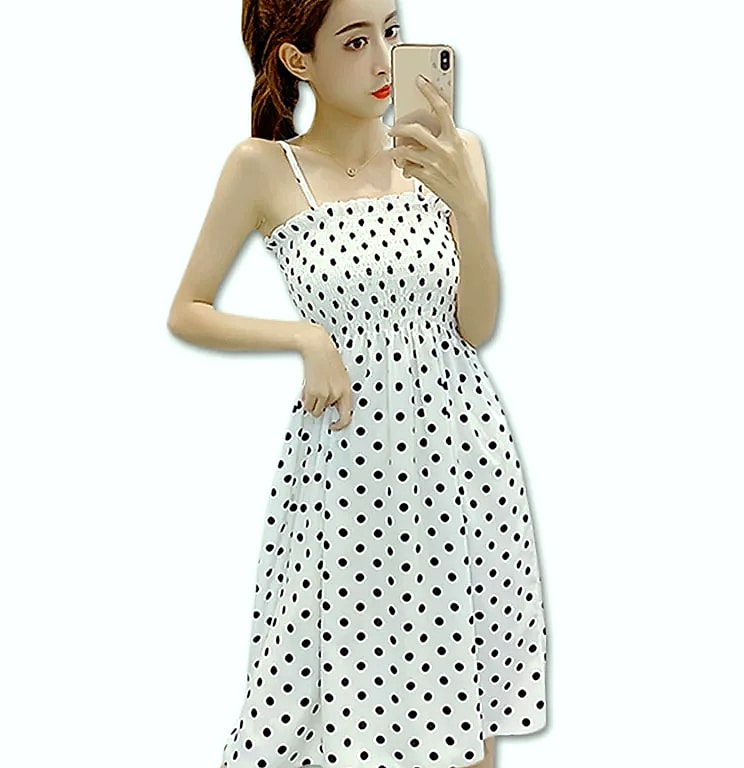 XIBUSANA Chiffon Mini Dress Sleeveless High Waist Summer