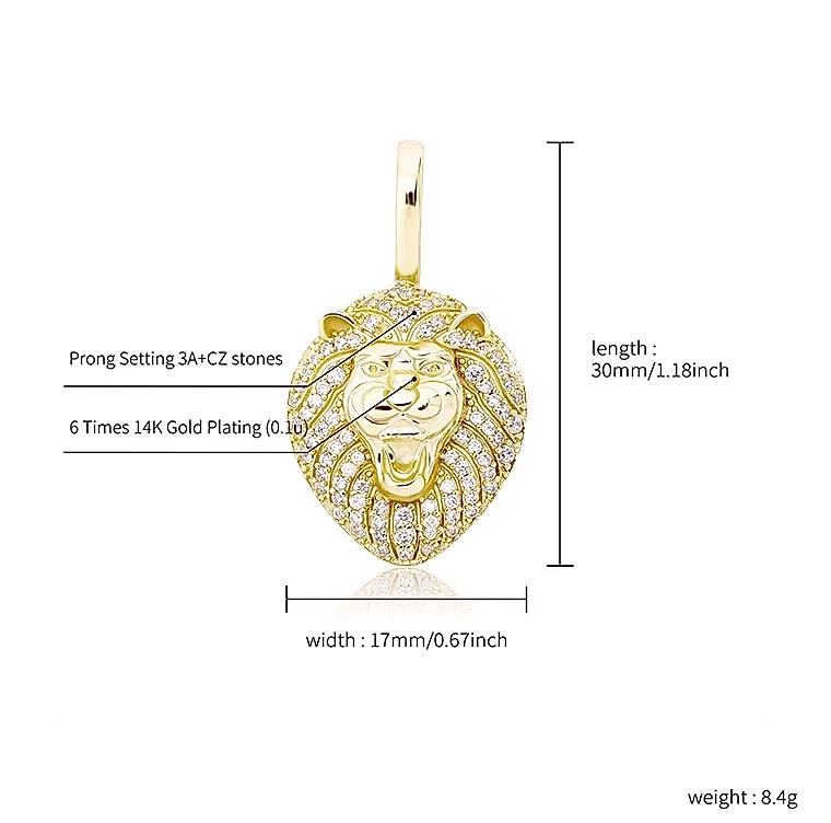 JINAO 925 Sterling Silver Lion Pendant Necklace